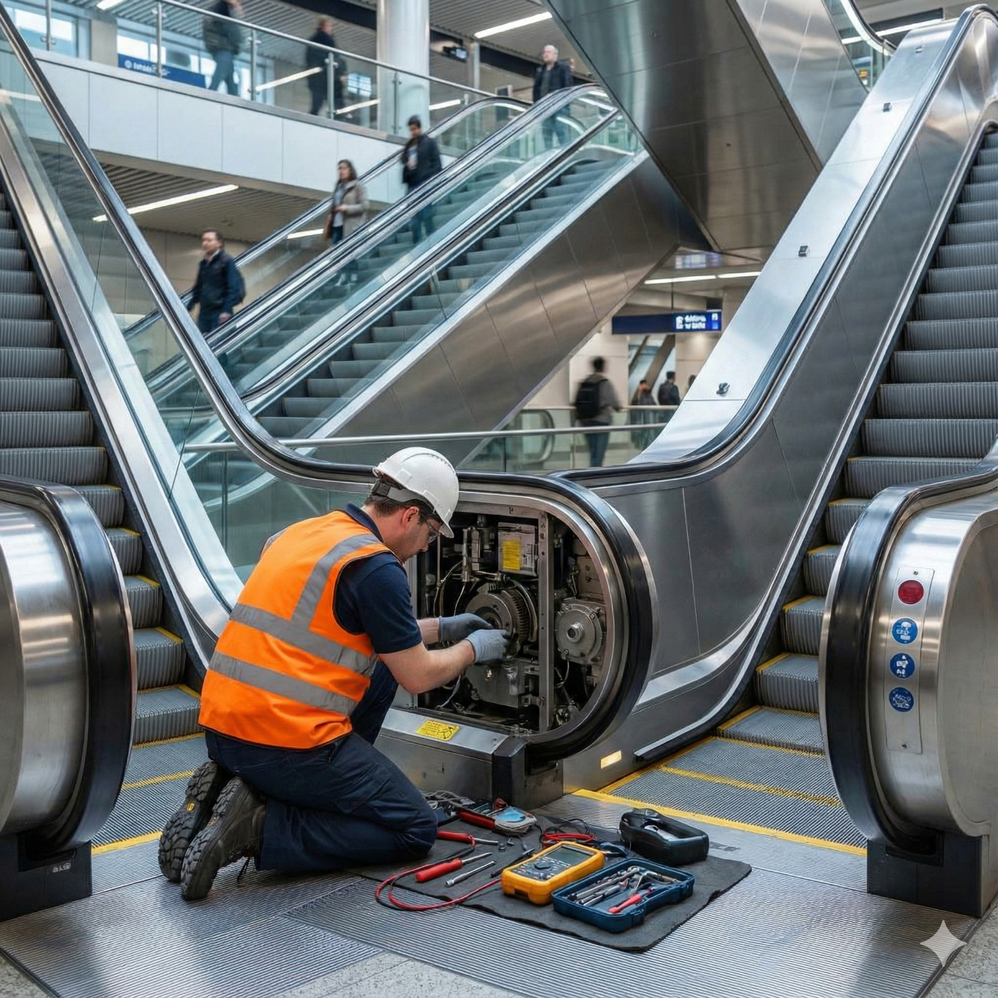 การติดตั้งและซ่อมแซมบันไดเลื่อนหลากหลายแบรนด์ชั้นนำ